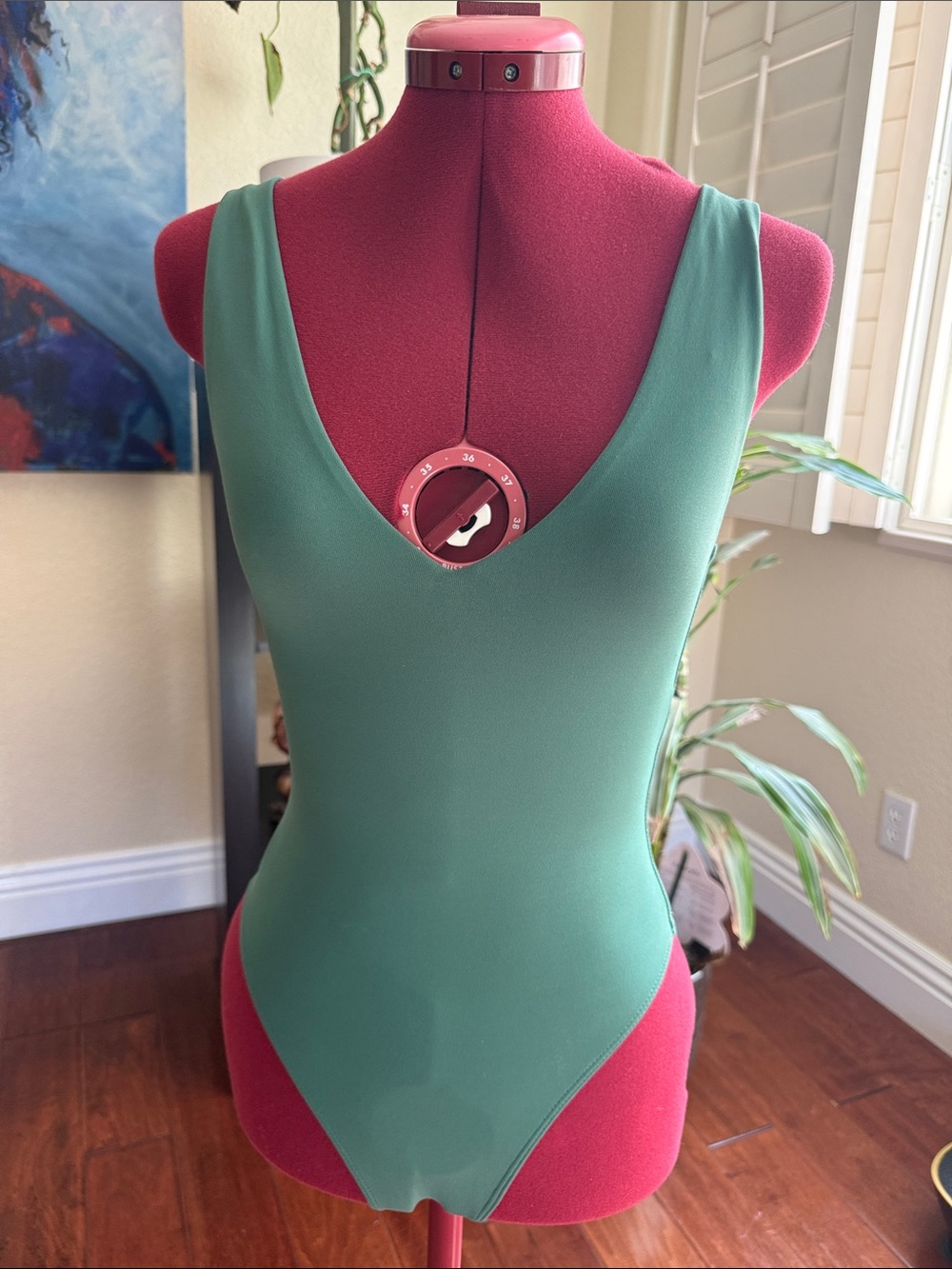 Aritzia Babaton Mint Green Bodysuit Top with Clean Label Detail.